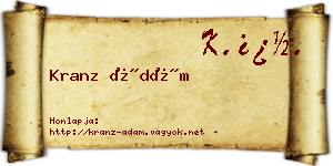 Kranz Ádám névjegykártya