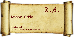 Kranz Ádám névjegykártya